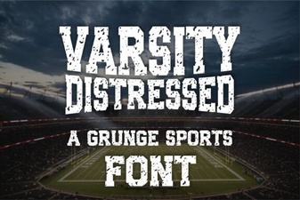 Varsity Distressed Font – Bold Slab Serif Display Typeface for Sports & Retro Designs